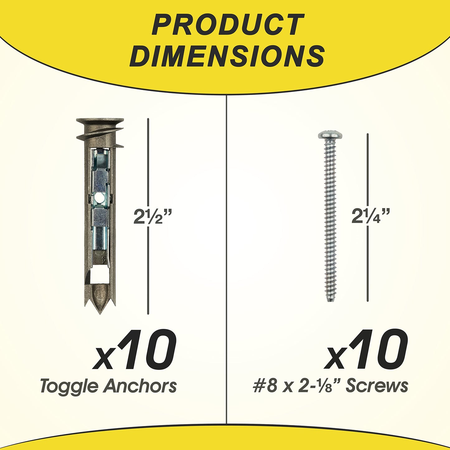 Heavy Duty Drywall Anchors and Screws Kit Including Self-DrillingToggle Anchors & Screws - Durable Zinc Self Drilling Drywall Anchors for Hanging Pictures & More