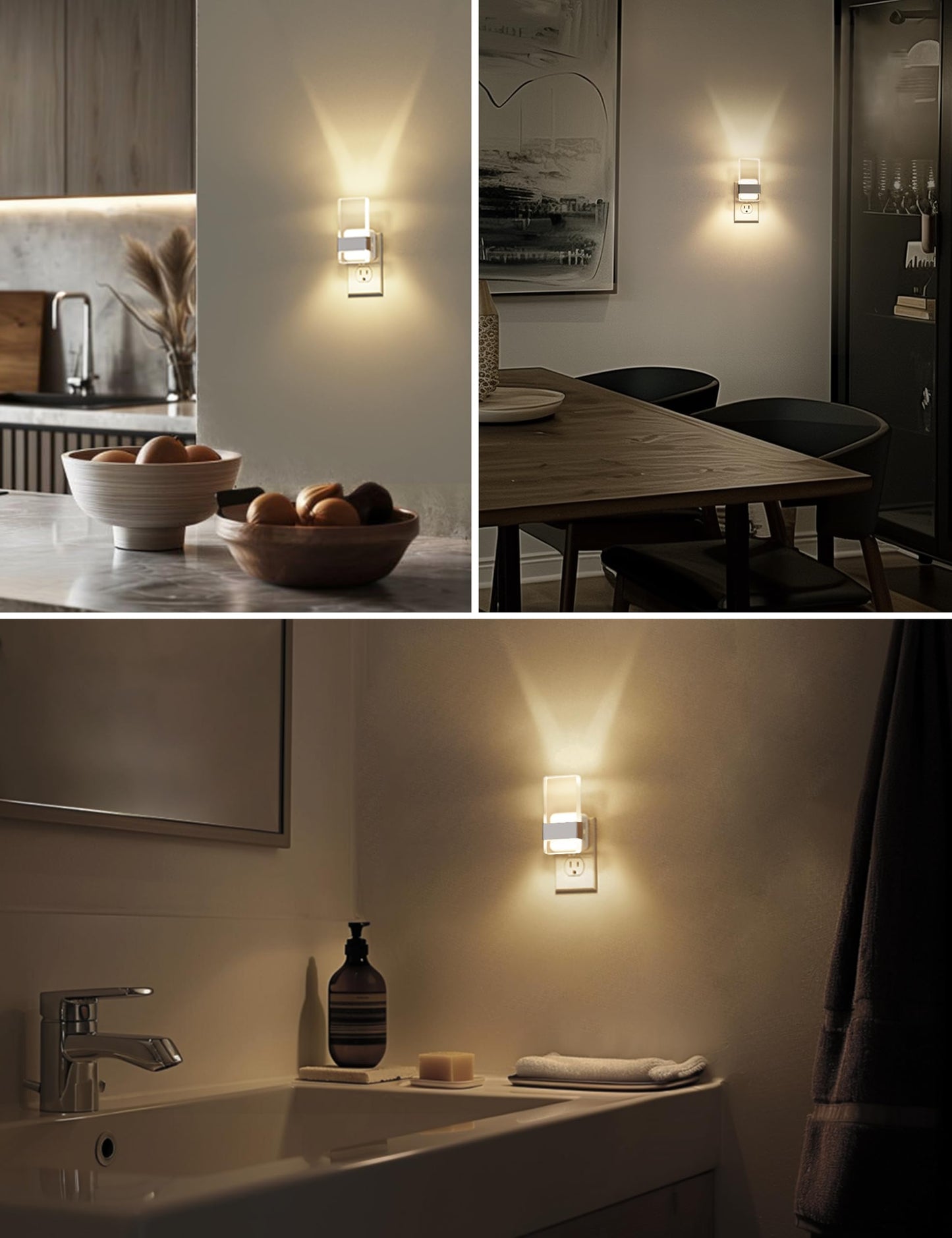 L Lohas Led Night Light  Night Lights Plug Into Wall  Dusk-To-Dawn Sensor Decorative Night Light  0-100Lm Dimmable Nightlights  Wall Sconce-Style Acrylic Nitelight For Bathroom  Hallway Gift  1 Pack