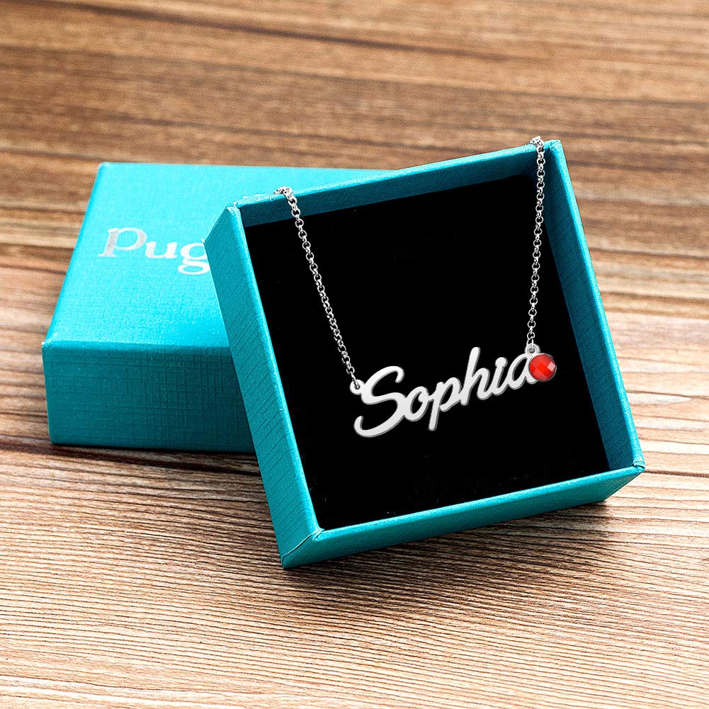 Roy Lopez Custom Name Necklace Personalized 18K Gold Plated Name Necklace with Birthstone Customized Necklace Gift for Women