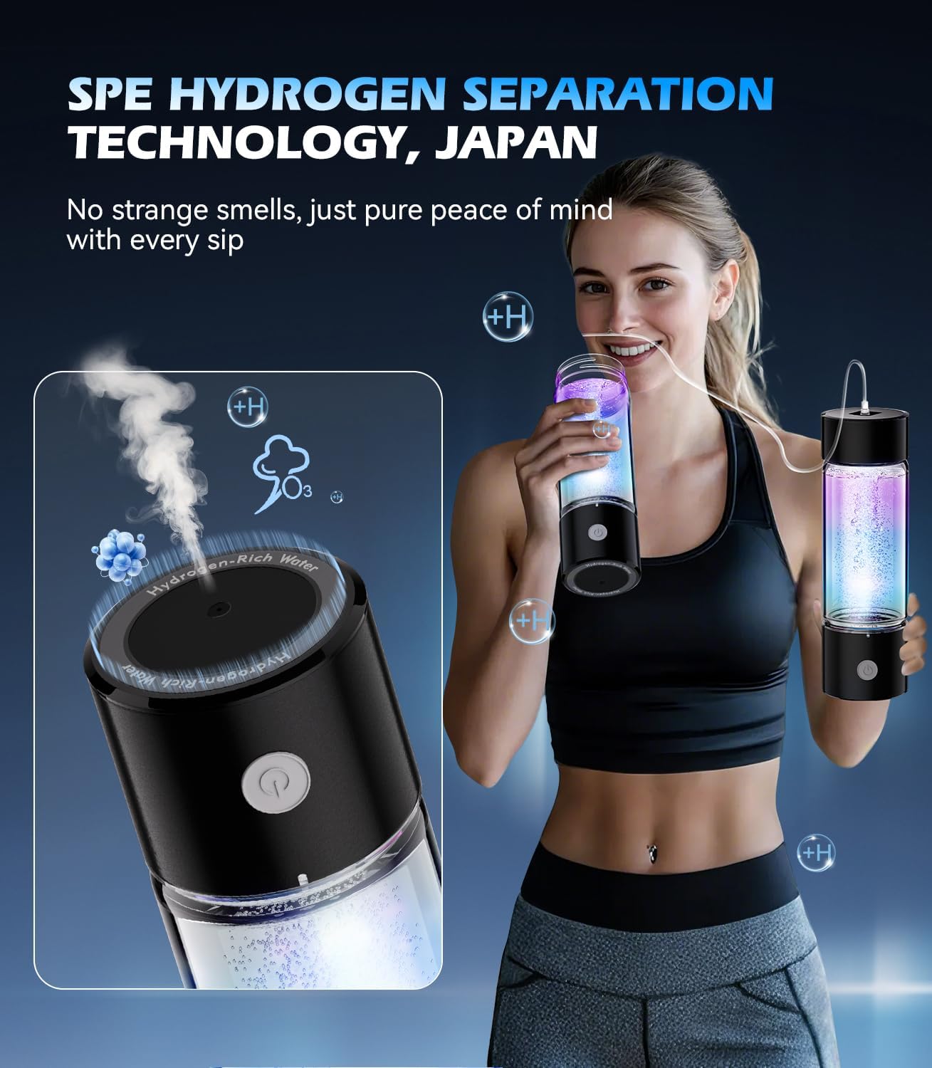 4.0 Upgrade Hydrogen Water Bottle & Hydrogen Absorption 【SGS Certification - 5000PPB】 Hydrogen Water Bottle 【NO.1-100% Odorless】 2025 SPE PEM Technique, Double Hydrogen Content