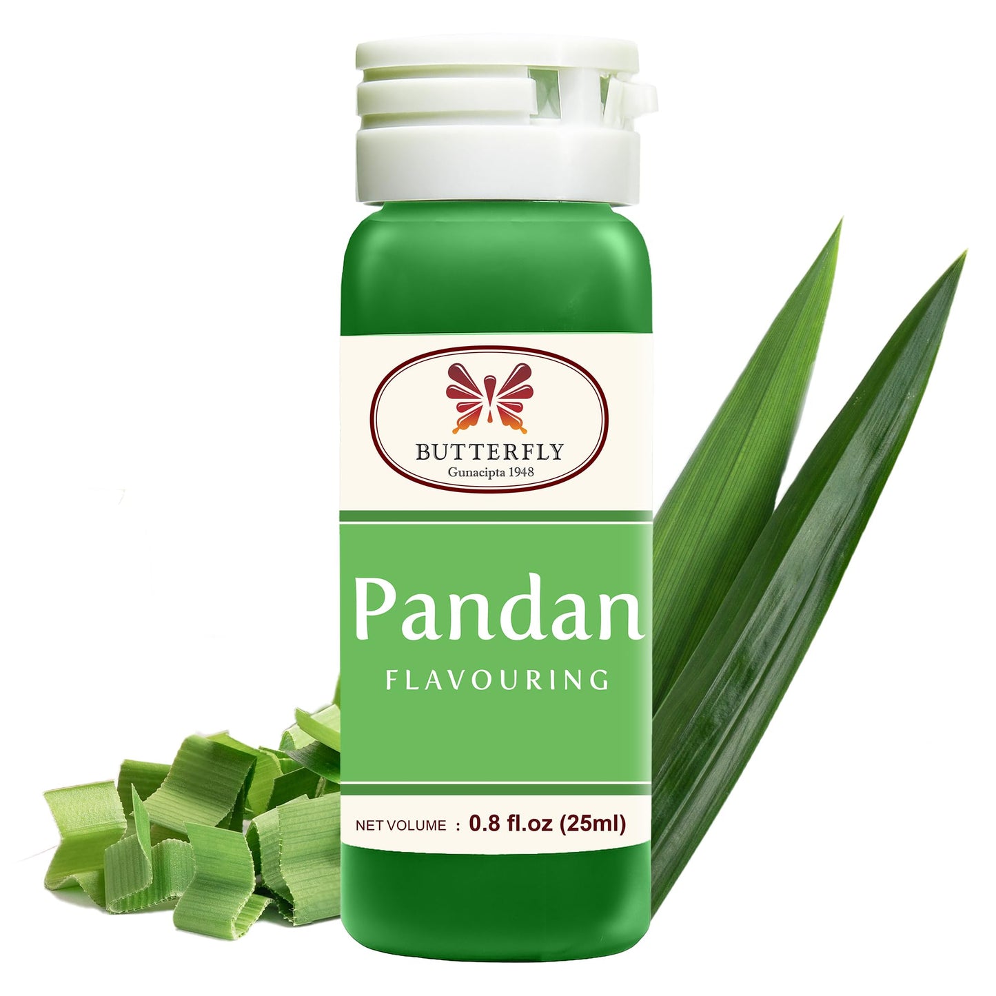 Butterfly Pandan Flavoring Extract 0.8 Oz (25 ml) - Paste-Strength Pandan Extract for Baking, Drinks, Waffle Mix, Buko Desserts,