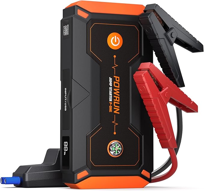Powrun P-ONE Jump Starter, 2000A Portable Jump Box - Car Jump Starter Battery Pack for up to 8.0L Gas and 6.5L Diesel Engi...