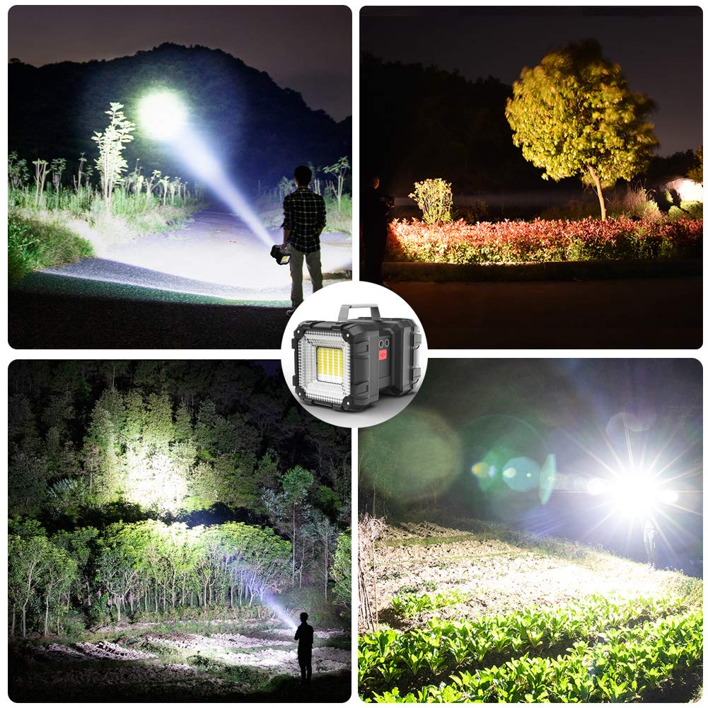 AlpsWolf Rechargeable LED Spotlight Flashlight 4000LM, 20000 Capacity, Waterproof, USB Output, X-Large, Black, Model W846