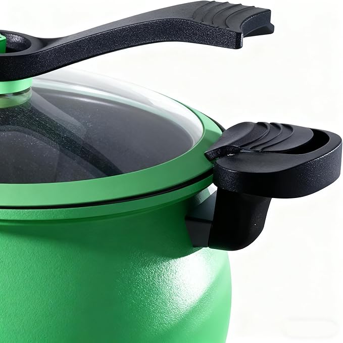 Micro Pressure Cooker, Multifunctional Large Capacity Non-stick Pressure Cooker, 8QT, Non-Stick Surface, Visual Glass Lid, Safety Valve, for All Stovetops (Green)