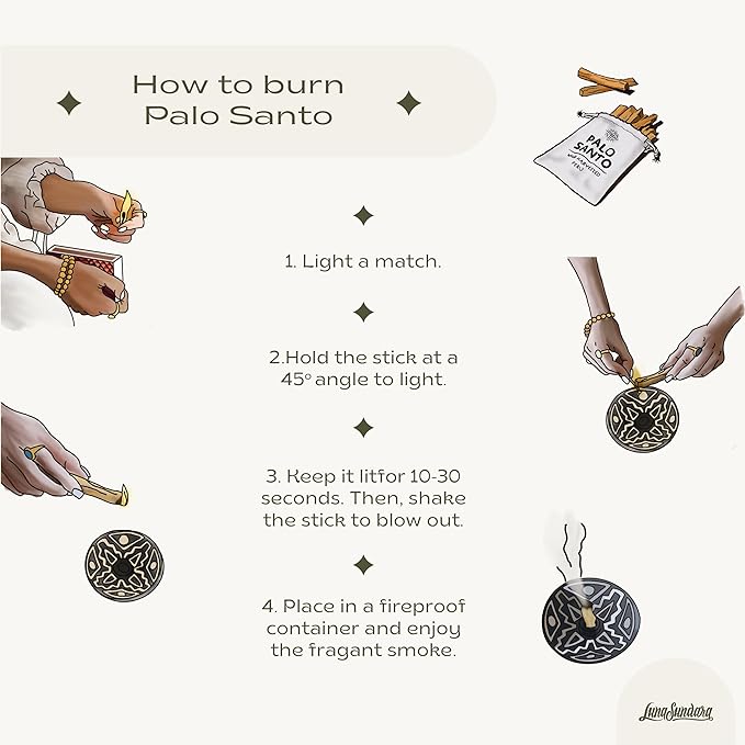 Luna Sundara Authentic Peru Pottery Palo Santo Stick Holder and Incense Holder Includes 5 Palo Santo Sticks Handmade Ceramic Smudge Bowl Sage Holder Palo Santo Holder (Apricot)