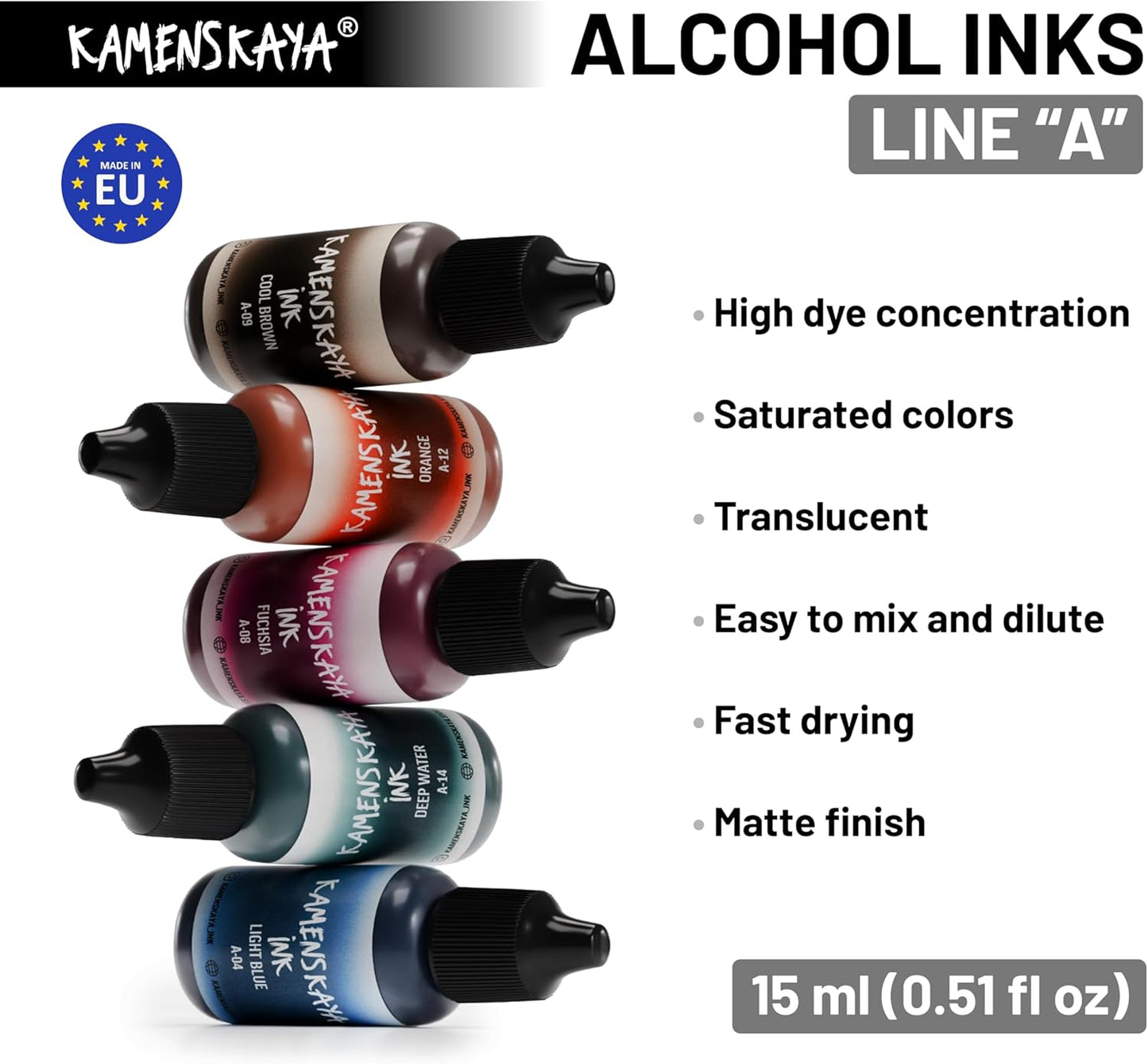 Alcohol Ink Set - 34 Color Variations - Set #18-4 Alcohol Inks x 0.51 fl oz (15 ml)
