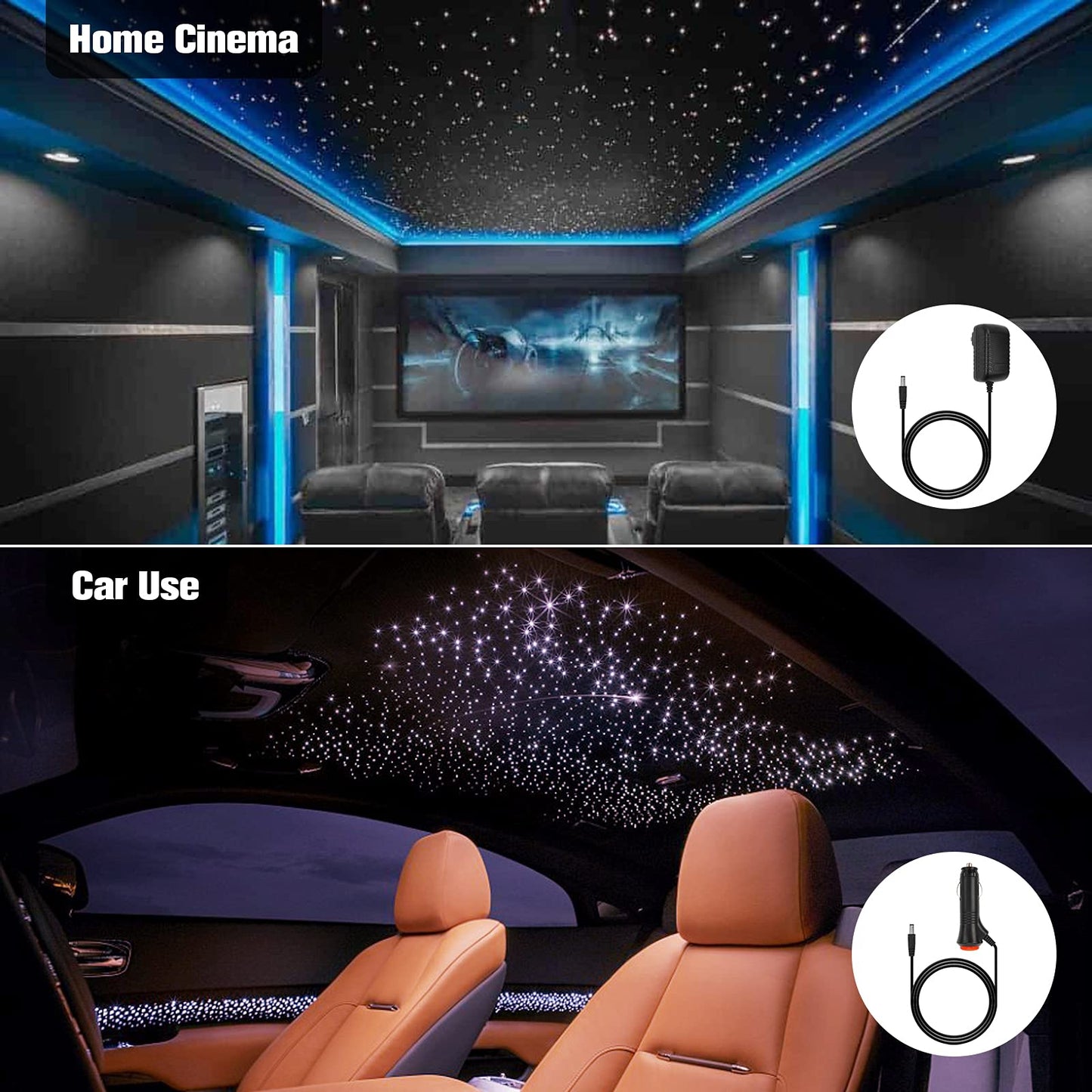 CHINLY Twinkle 400pcs 9.8ft 0.03in Starlight Headliner Fiber Optic Lights kit, Music Mode Bluetooth APP Control Remote, RGBW Star roof Lights for Star Headliner/Home Theater/Pool Ceiling