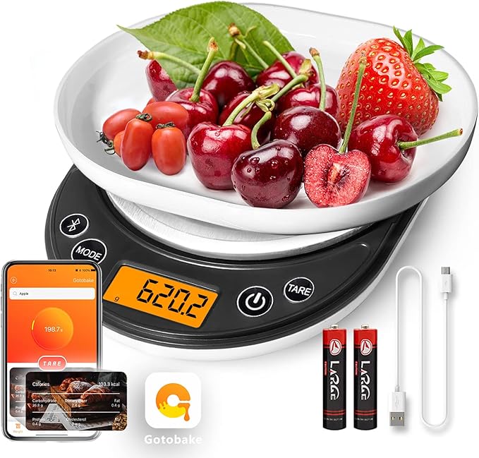 UNIWEIGH Smart Digital Food Scale Grams and Ounces, Kitchen Food Scale with Nutritional Calculator,Food Weight Scale for W...