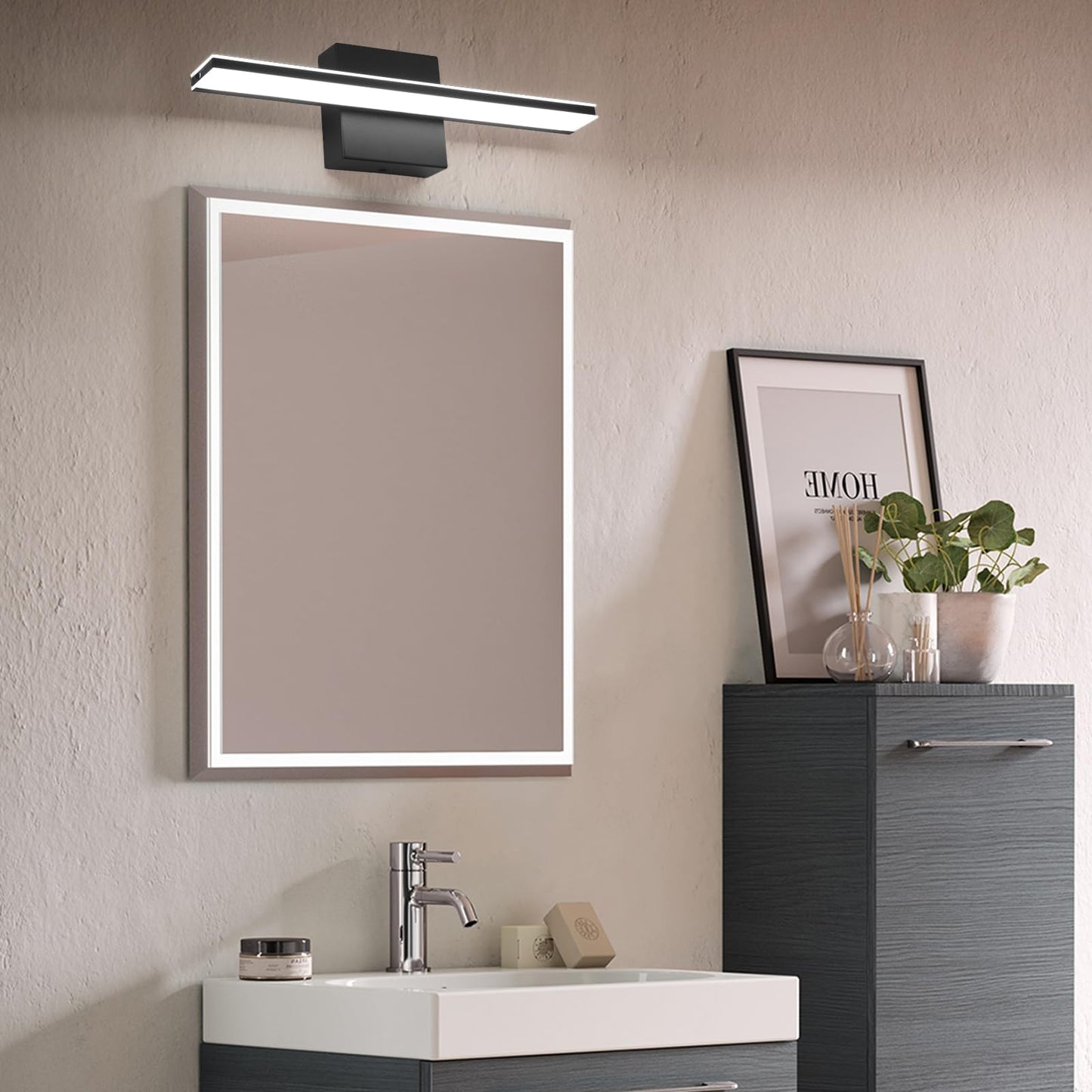 BRIVOLART Bathroom Vanity Lights 16 Inch LED Metal Black 9W 6000K Model 6420