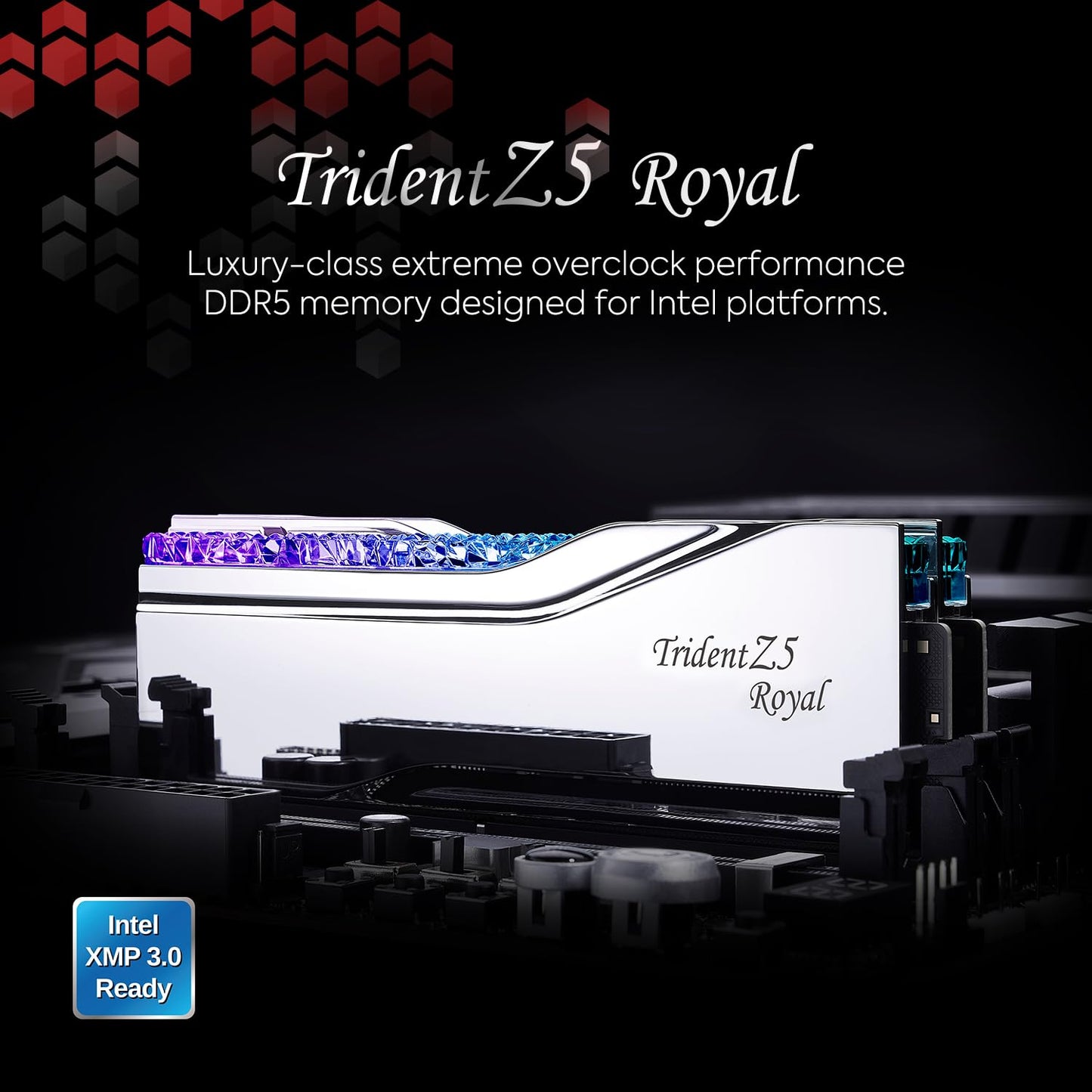 G.SKILL Trident Z5 Royal DDR5 32GB (2x16GB) 7200MT/s CL34 RAM - Silver, Intel XMP 3.0, Model F5
