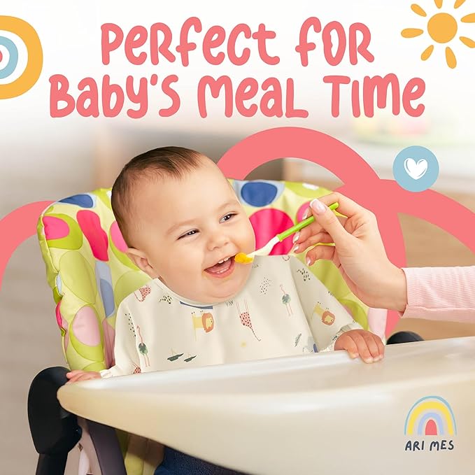 ARI MES Long Sleeves Waterproof Baby Bibs for Eating - Rainbow, Medium- Wearable, Coverall for Toddler, Long Sleeve Bib, Smock Apron for Feeding - Applicable for 6-72 Months