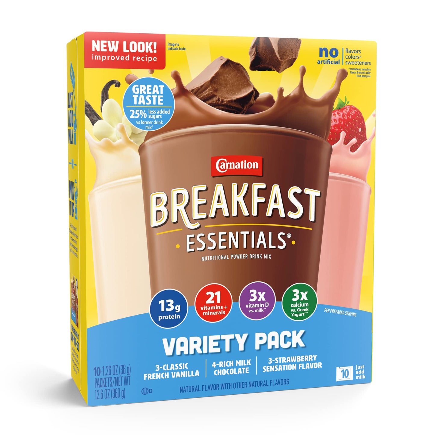 Carnation Breakfast Essentials Complete Nutritional Drink Rich Milk Chocolate / Classic French Vanilla / Strawberry Sensation Fl