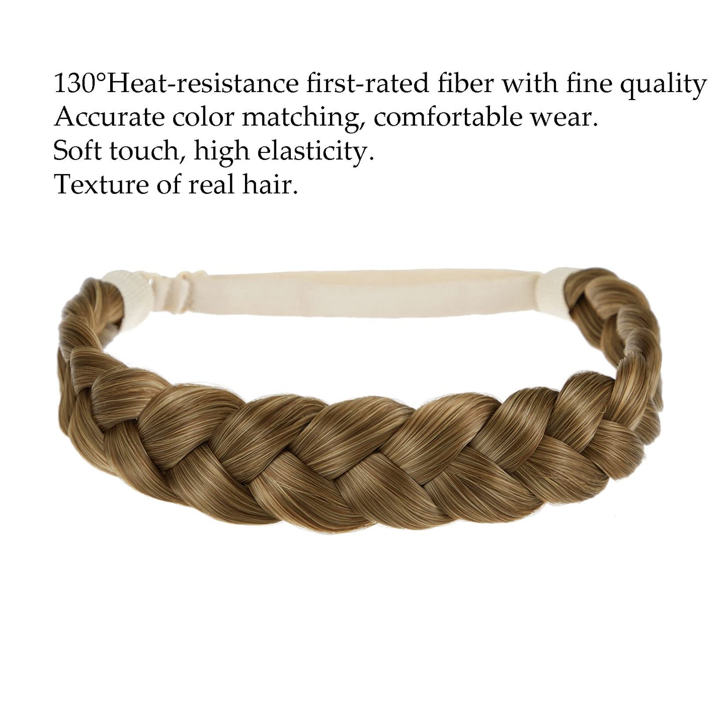 TOECWEGR Braid Headband 3 Strand Synthetic Braided Hair Headband Stretch Plaited Hairpiece Fashion Girl Costume Hair Accessory