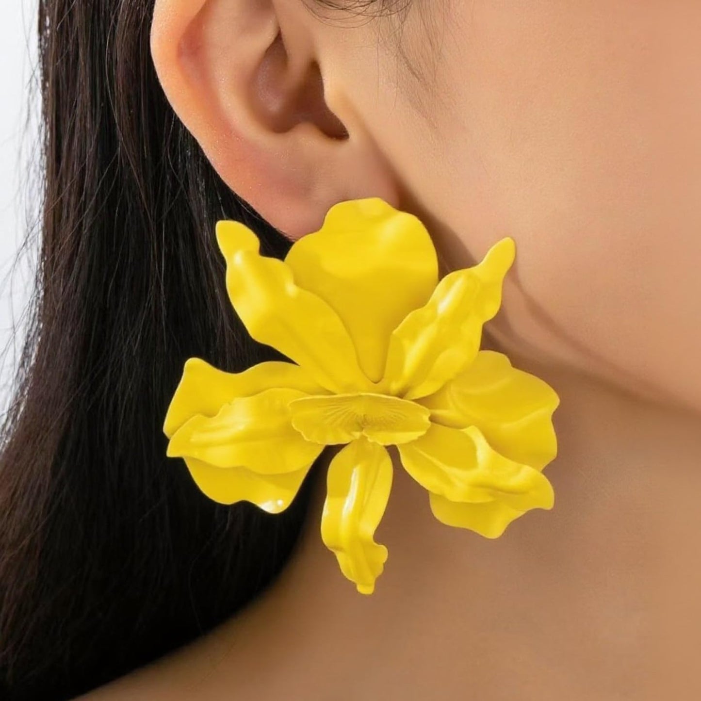 Yellow Flower Earrings for Women Large Floral Statement Jewelry Elegant 3D Floral Gift Accessories for Women