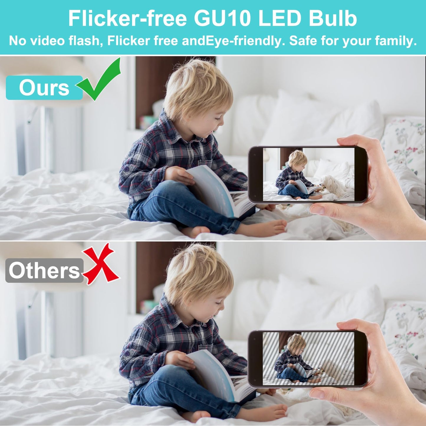 hansang GU10 LED Bulbs, 5.5W 50W Halogen Replacement, 550 Lumens, 5000K Daylight, Frosted MR16, 6 Count