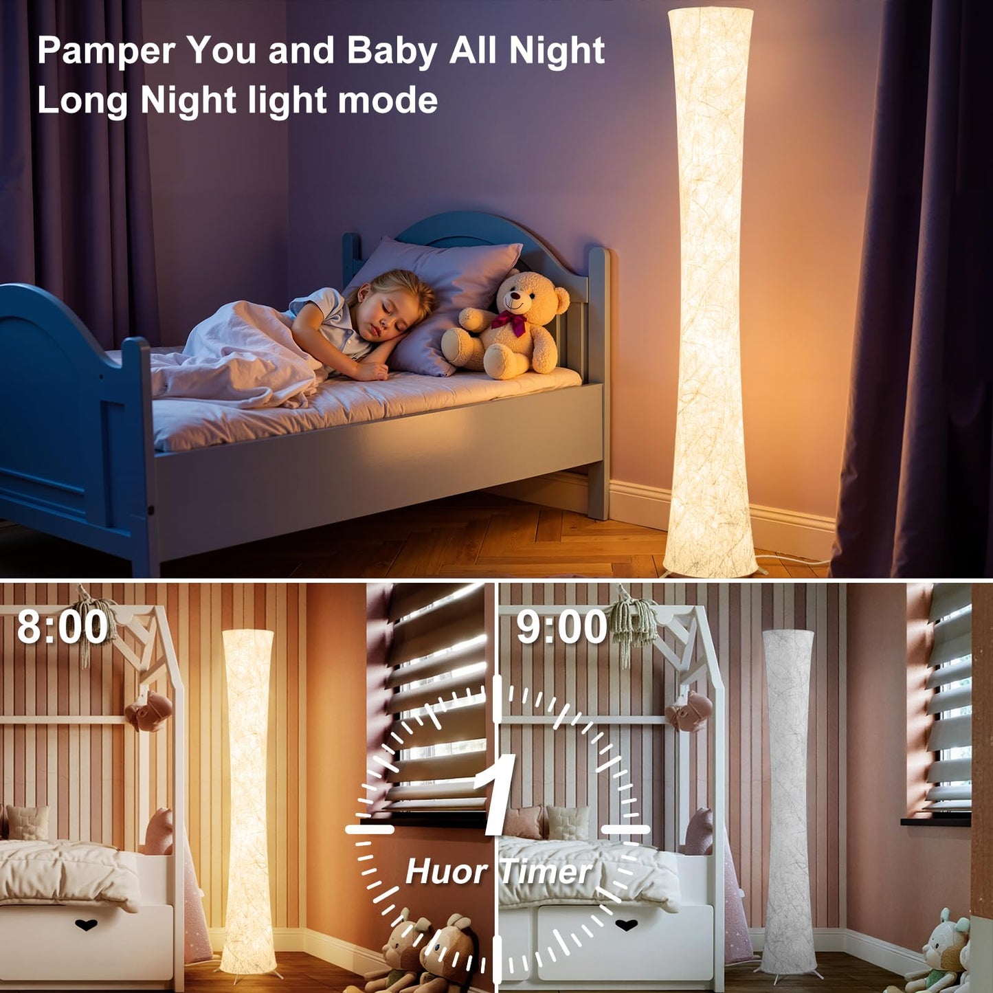 WORLD WIN LED Floor Lamp, 61in Modern Design, 3 Color Temperatures, APP & Remote Control, Dimmable, Round Floor Lamp 02