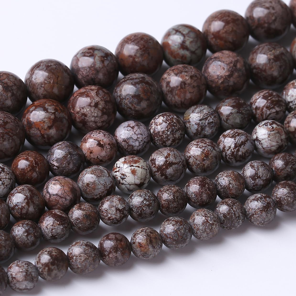 48PCS 8MM Brown Snowflake Stone Beads Energy Healing Beads for DIY Jewelry Bracelet Necklace Making for Jewelry Making 15Inch…