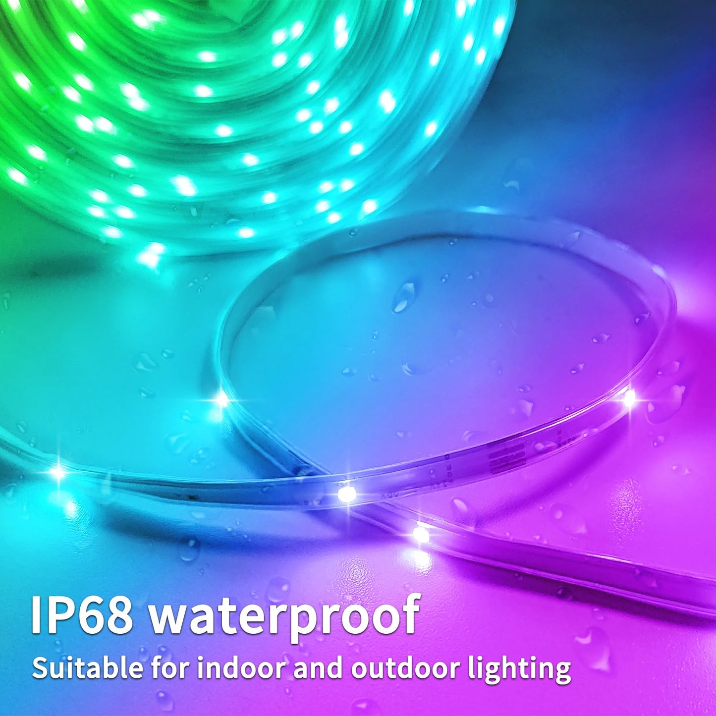 vimeepro 100Ft Outdoor Waterproof LED Strip Lights, RGB Color Changing, IP68, App & Remote Control, Model vimeepro-ledFS100FT02