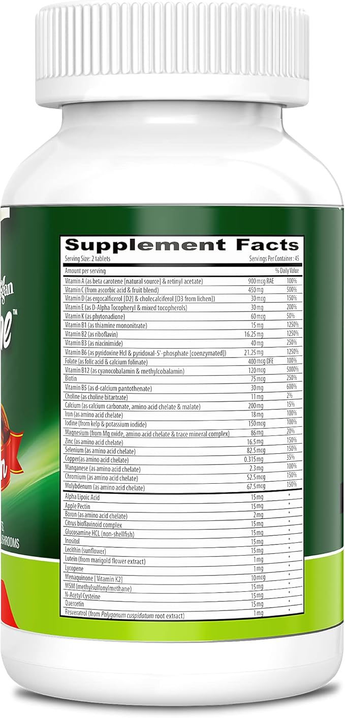 DEVA Tuba Prime Vegan Multivitamin - High-Potency Vitamin and Mineral Dietary Supplement - Antioxidants, Fruit and Vegetable Blend, Super Mushrooms, Probiotics, Prebiotics, Seeds, Herbs - 90 Tablets