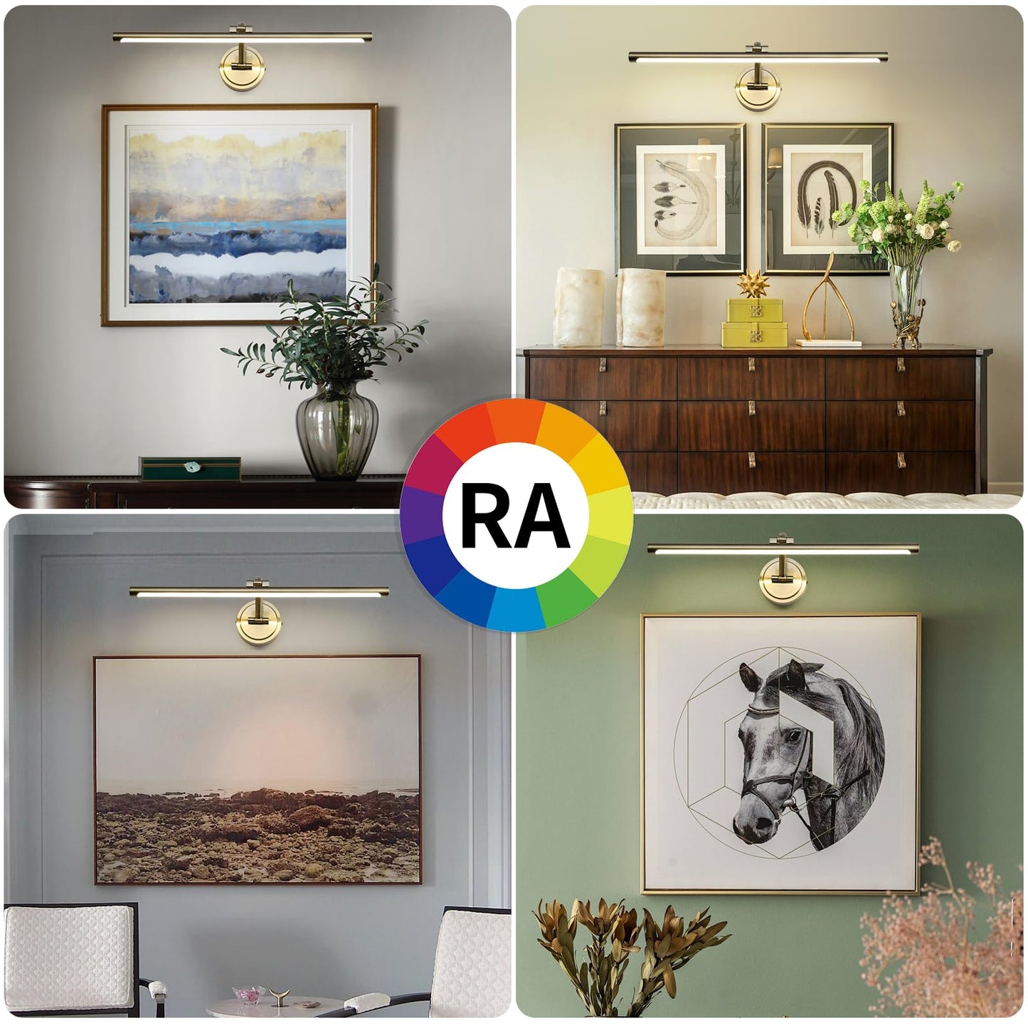 Hard-Wired Picture Lights 23.6 Inch Dimmable Led Wall Art Lighting Modern Gallery Light Poster Lights Adjustable Swing Arm Picture Frame Light For Display Art Work 14W 2700K  Warm White Antique Bronze
