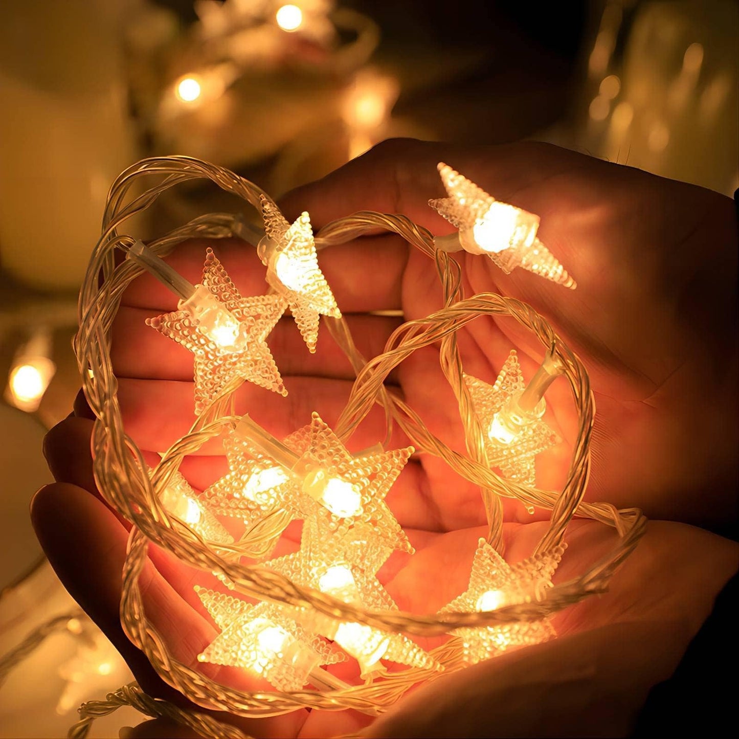 CESOF Star String Lights, 20 FT, 40 LED Warm White, Battery Operated, PVC, Cute Hanging Fairy Light for Indoor/Outdoor Xmas Decor