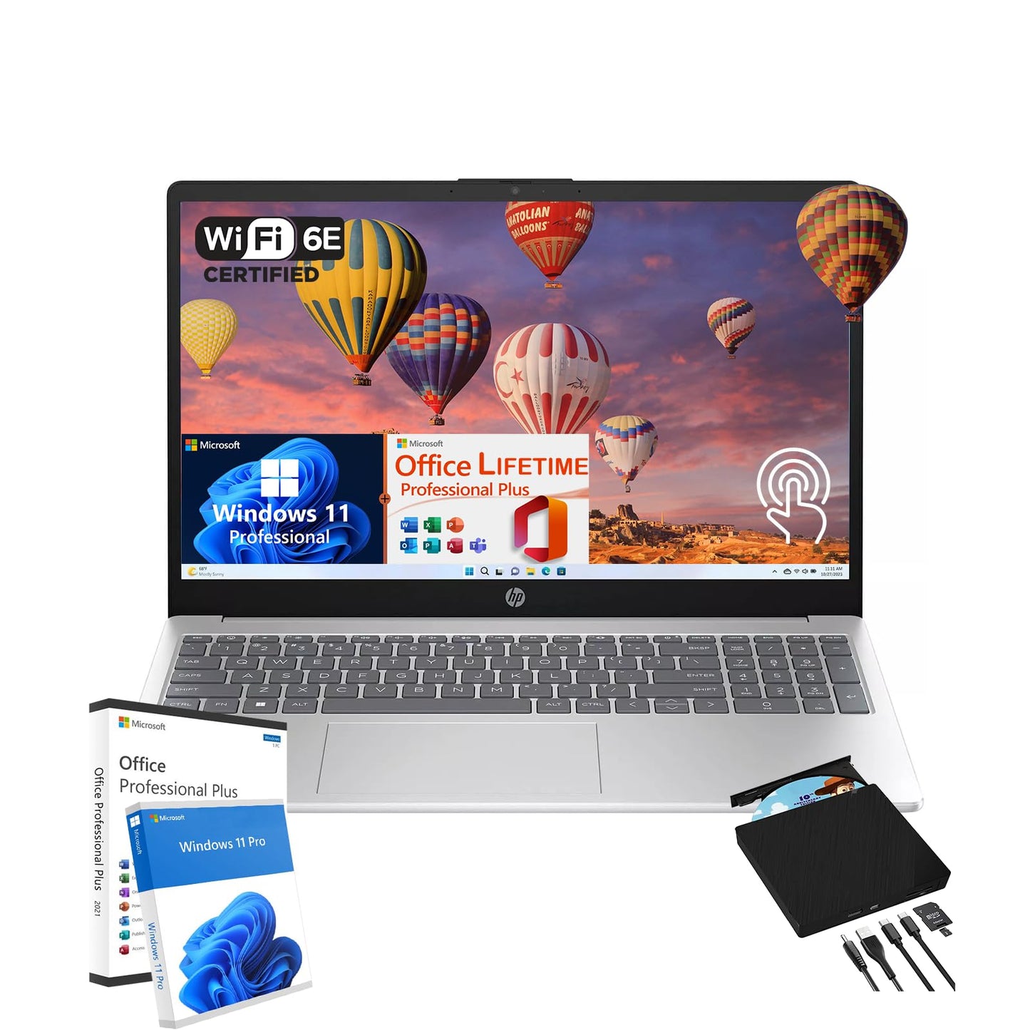 Hp Flagship Touchscreen Laptop Computer - Free Cd/Dvd Drive Office Lifetime  15.6 Hd Touchscreen  Intel I3 1215U  Wi-Fi 6E  Anti