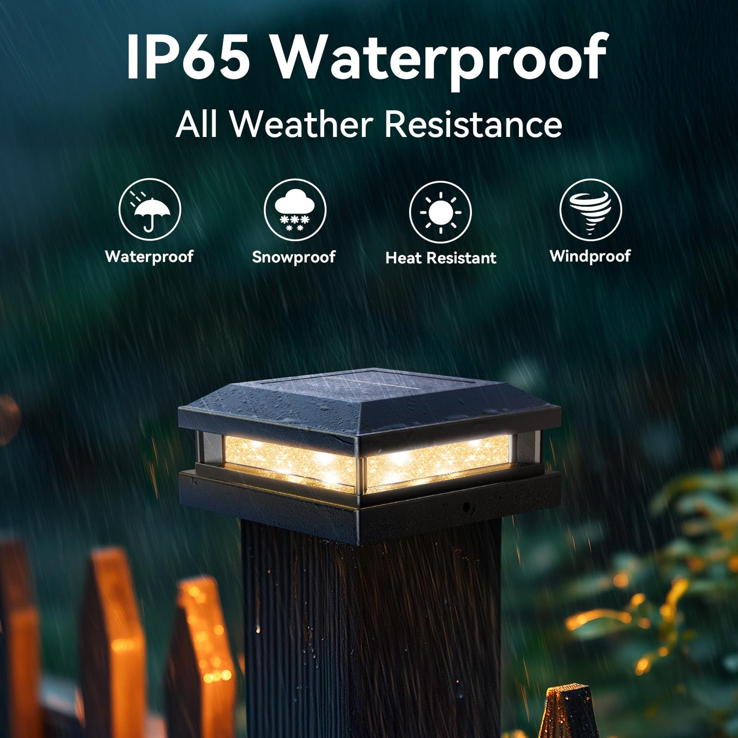 Solar Post Cap Lights Outdoor 16 Packs For 4X4 4.5X4.5 5X5 Vinyl/Wooden Posts  Waterproof Solar Powered Fence Cap Light With Warm/Cool Lighting  Black 16Leds Deck Caps Lights For Yard  Garden  Patio