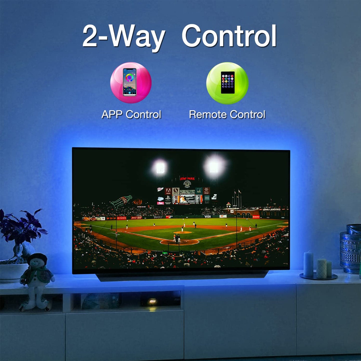 DAYBETTER LED Strip Lights for TV 55-65 inch, 12.5 ft Multicolor Backlight with Remote, Model DTHTVRGB038B
