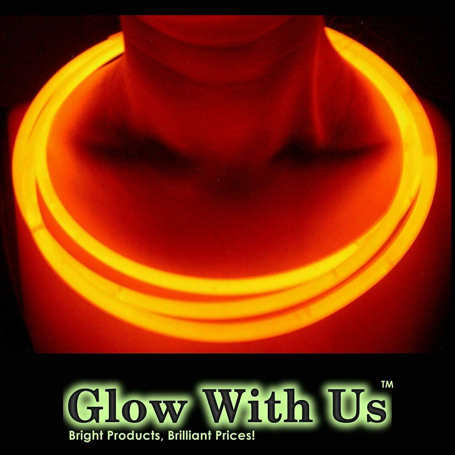 Glow Sticks Bulk Wholesale Necklaces, 1200 22    Orange Glow Stick Necklaces, Bright Color, Glow 8-12 Hrs, Connector Pre-Attache