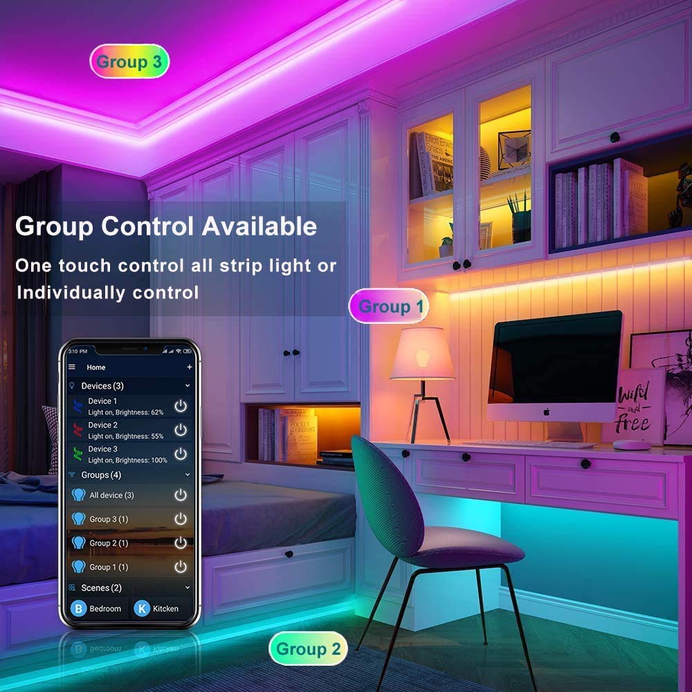 Miheal Wifi Led Light Strip Kit, 32.8Ft 300 Leds, Waterproof Ip65, Compatible With Android/Ios, Model Zj-Bwcg-Rgb-R24B1