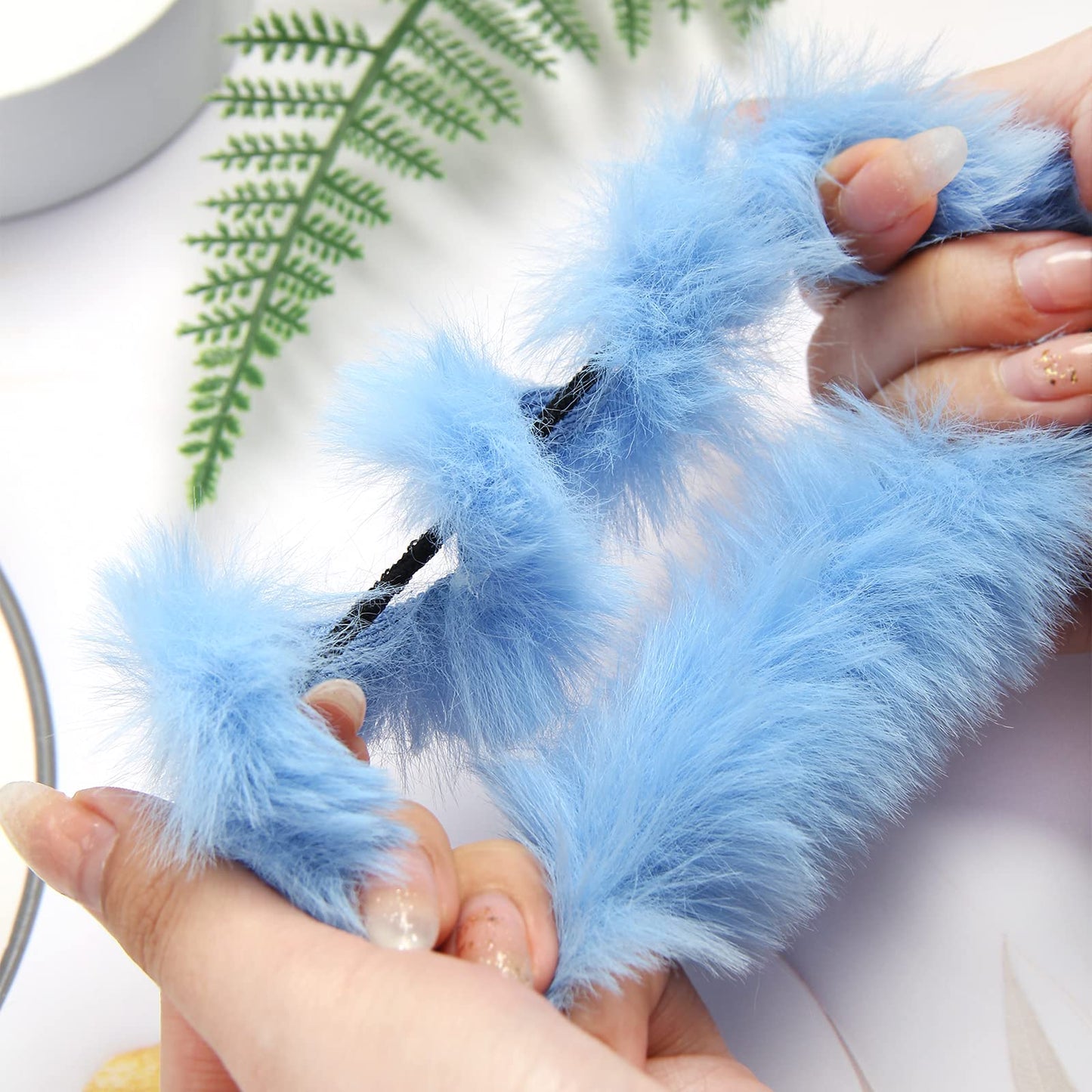 Furling Pompoms Furry Faux Rabbit Fur Hair Scrunchies Artificial Fur Hair Bobbles Elastic Hair Band Rope Wristband Ponytail Acce