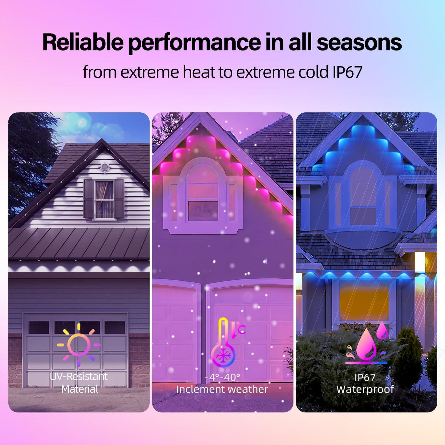 Ahawill Permanent Outdoor Rgb Lights With Ip67 Waterproof  Smart Outdoor String Lights Remote Control  Eaves Lights With App  Daily And Accent Lighting For Halloween Christmas Decor (100Ft)