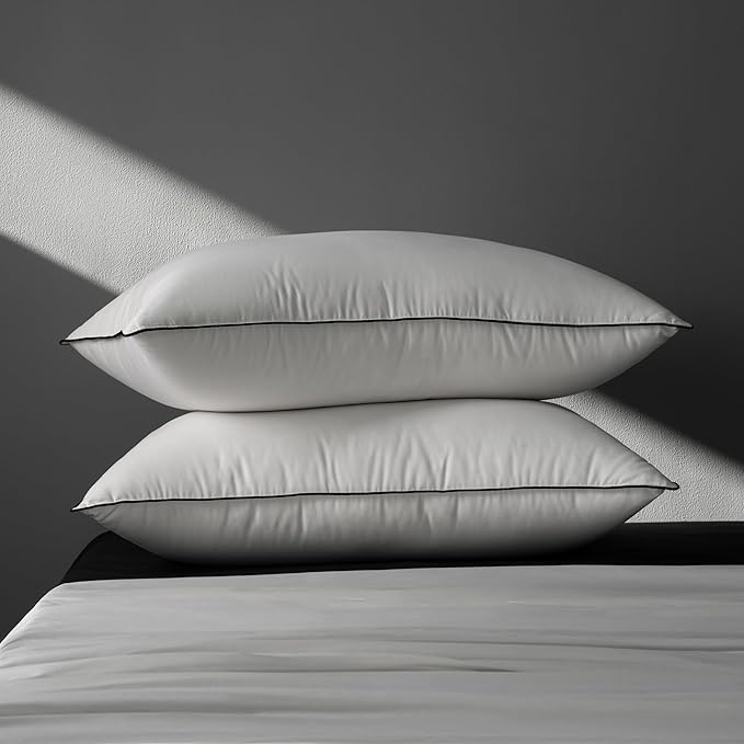 MAXICOZY Hungarian Goose Down Pillow Standard Size Pack of 2, 3-Chamber Bed Pillows Standard Size Set of 2, White Hotel Pillows for Sleeping, Soft Cotton Blend Shell- Standard (20" x 26"), 2 Pack