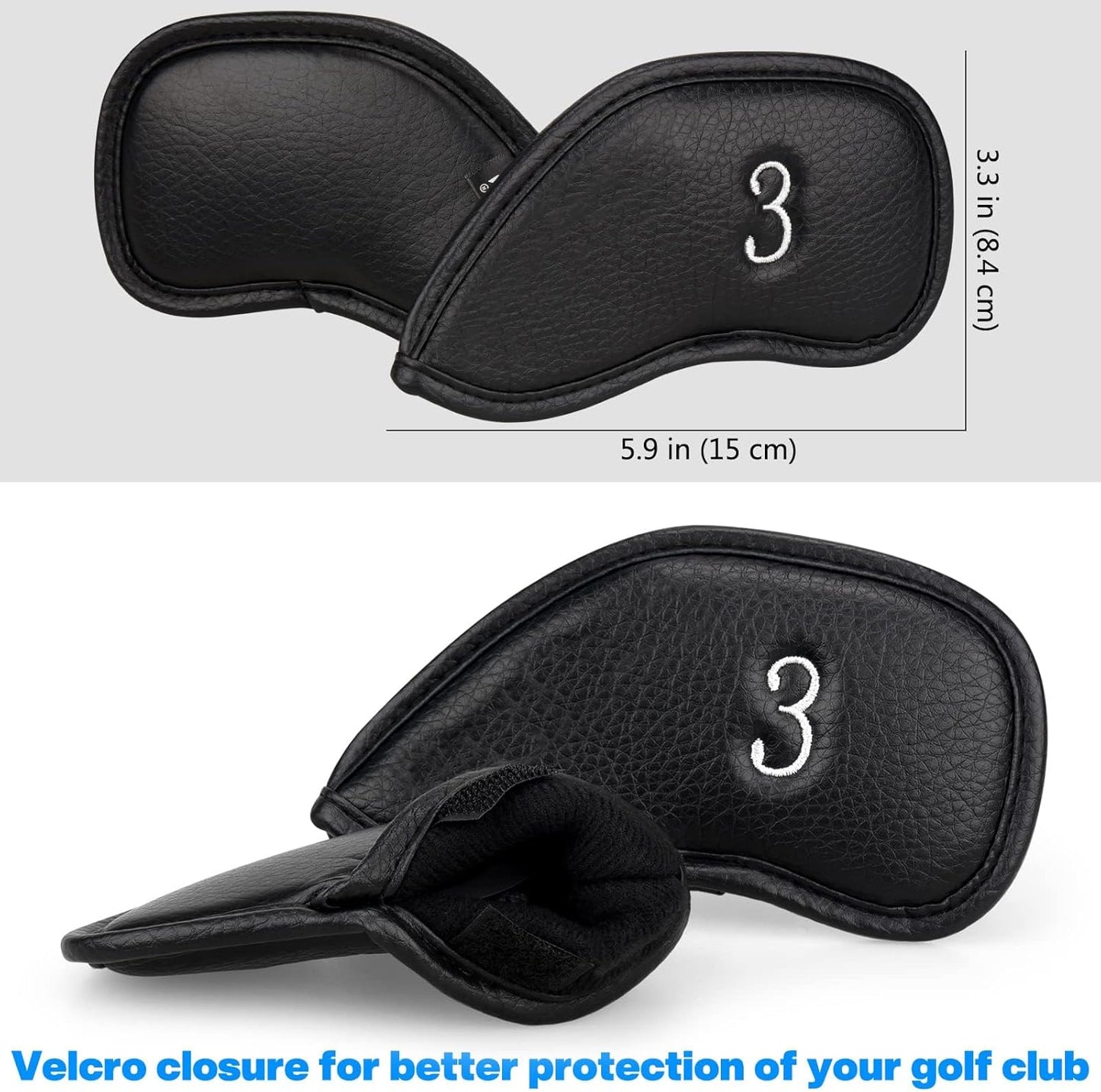 CRAFTSMAN GOLF 12pcs or 1pc Thick Synthetic Leather Golf Iron Head Covers Set Headcover Fit All Brands Callaway Ping Taylormade Cobra Etc. Also Custom Name