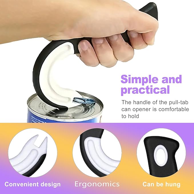 2 Pack Ring Pull Can Opener for Seniors with Arthritis - Pop Can & Soda Opener Tool for Weak Hands - Easy Tab Openers for Cat Food, Protects Nails & Joints
