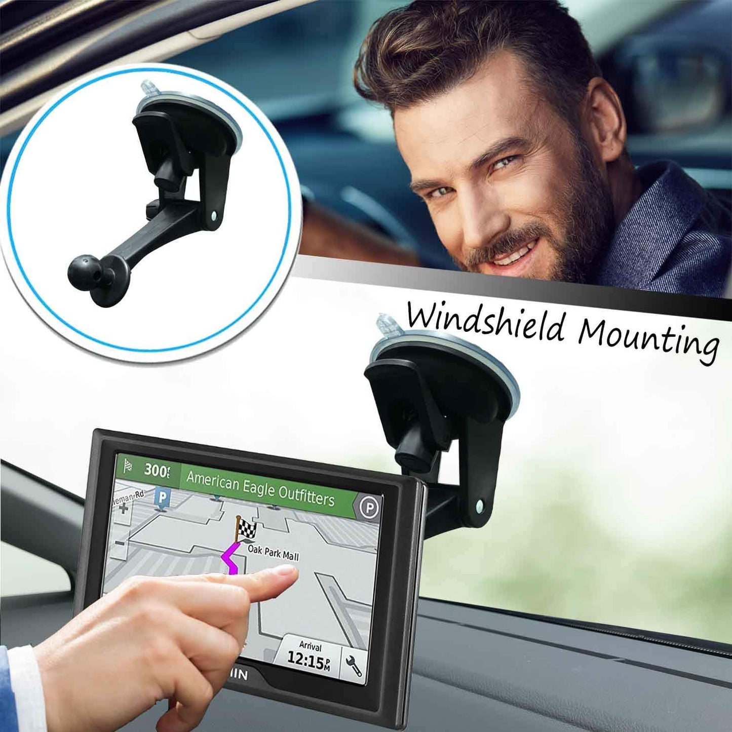 Randconcept - GPS Mount for Garmin | GPS Dashboard Mount Dash Windshield Window Car Holder for Garmin Nuvi RV Dezl Drive Drivesmart Driveassist and More