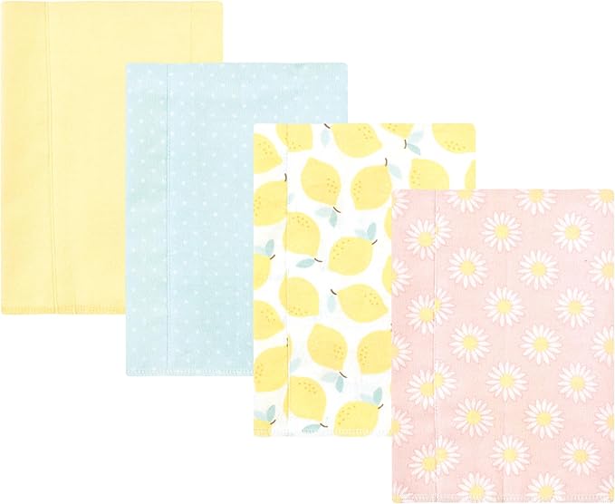 Luvable Friends Hudson Baby Flannel Burp Cloths 4pk, Yellow Daisy