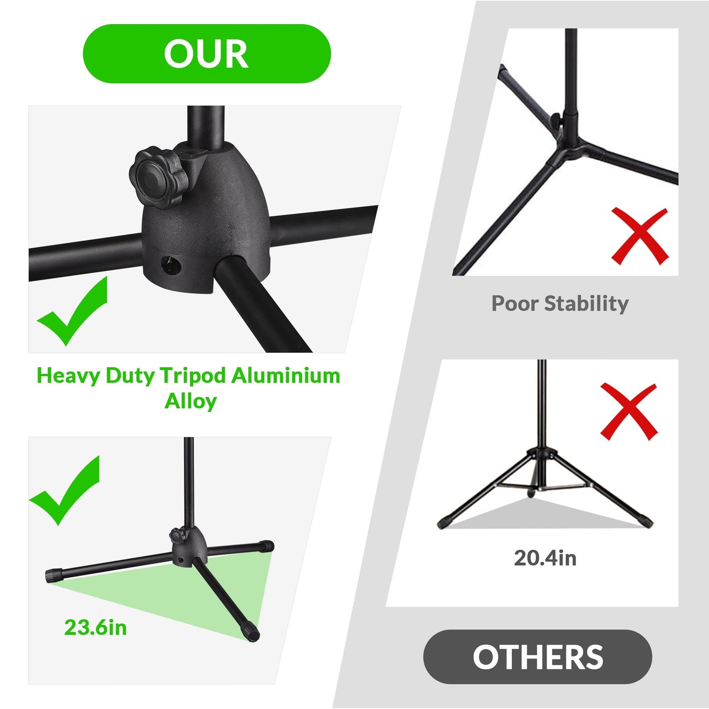 Aw Microphone Boom Arm Stand W/Dual Mic Clips Adjustable Tripod Phone Mount Holder For Performance Singing Wedding Stage And Out