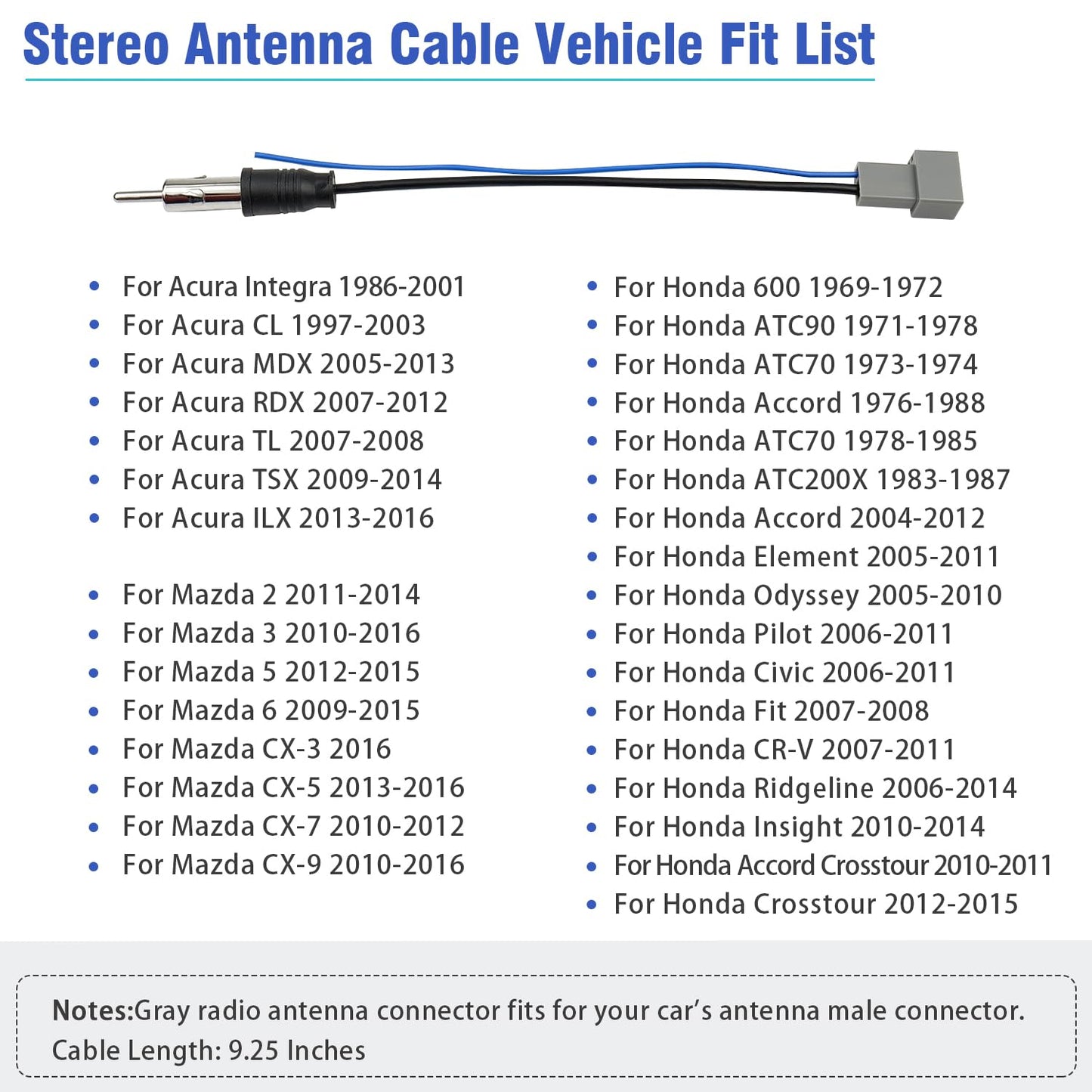 Jayubien Radio Antenna Adapter Connector Compatible With Honda Accord Civic Cr-V Odyssey Element Pilot Fit Ridgeline Insight Acu