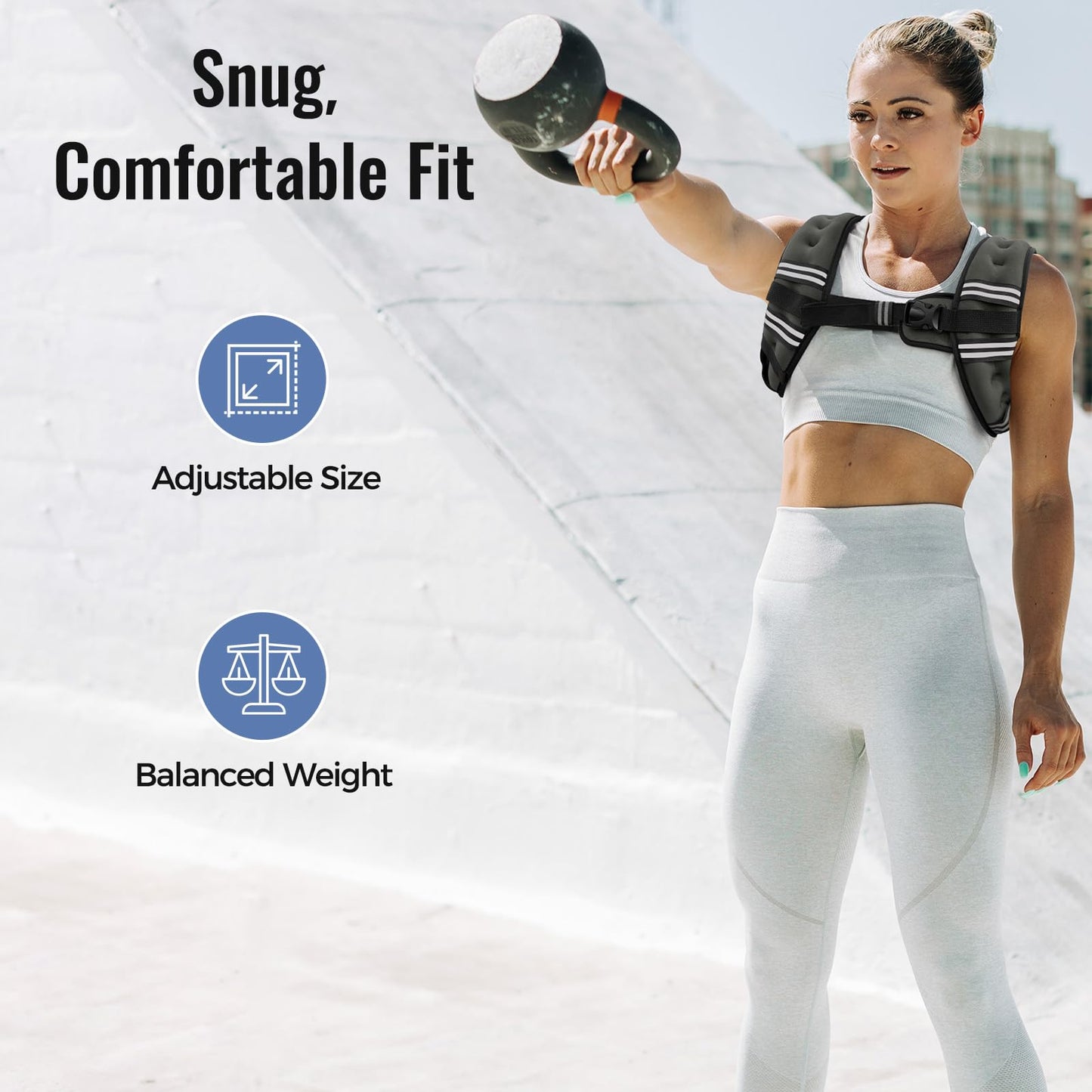 Zeerun Weighted Vest for Women & Men with Reflective Stripe and Adjustable Buckle, Comfortable & Durable Rucking Vest for Walking, Running & Strength Training, 8LBS-Gray