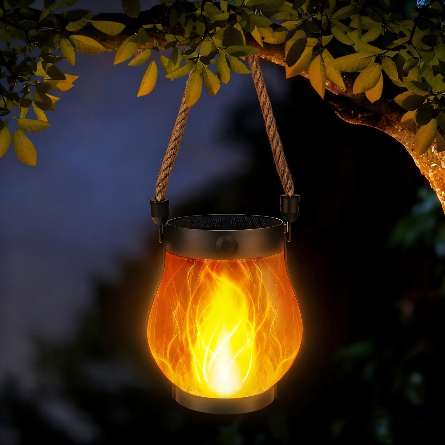 Ibaycon 1 Pack Solar Lanterns Lights  Halloween Flickering Flame Garden Lights With 2 Modes Dual Charging Usb & Solar  Outdoor Waterproof Hanging Lantern For Party Holiday Halloween Decor (Warm White)