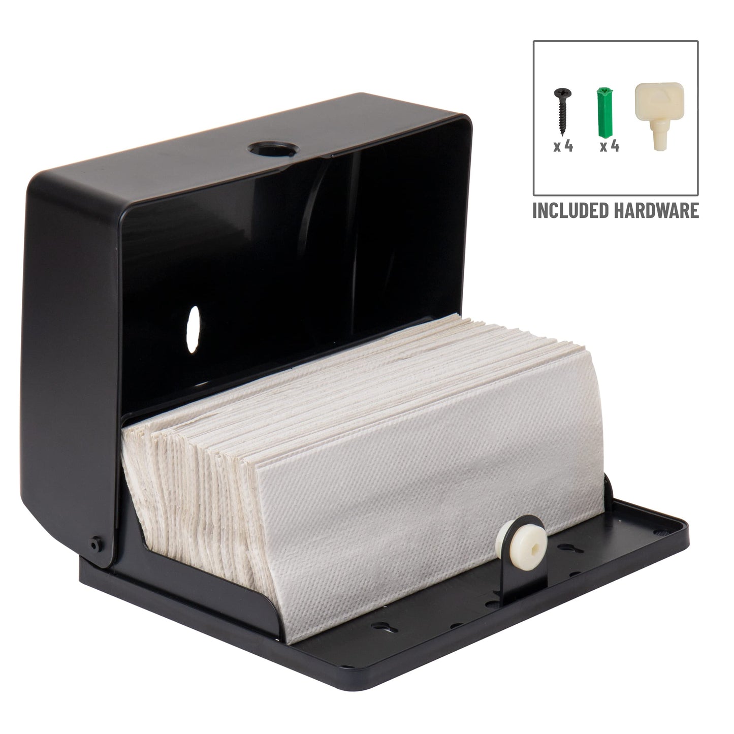 Mind Reader Paper Towel Dispenser, Tri-Fold Towel Holder, Restroom, Wall Mount, Bathroom, 10.25"L x 3.75"W x 8"H, Black