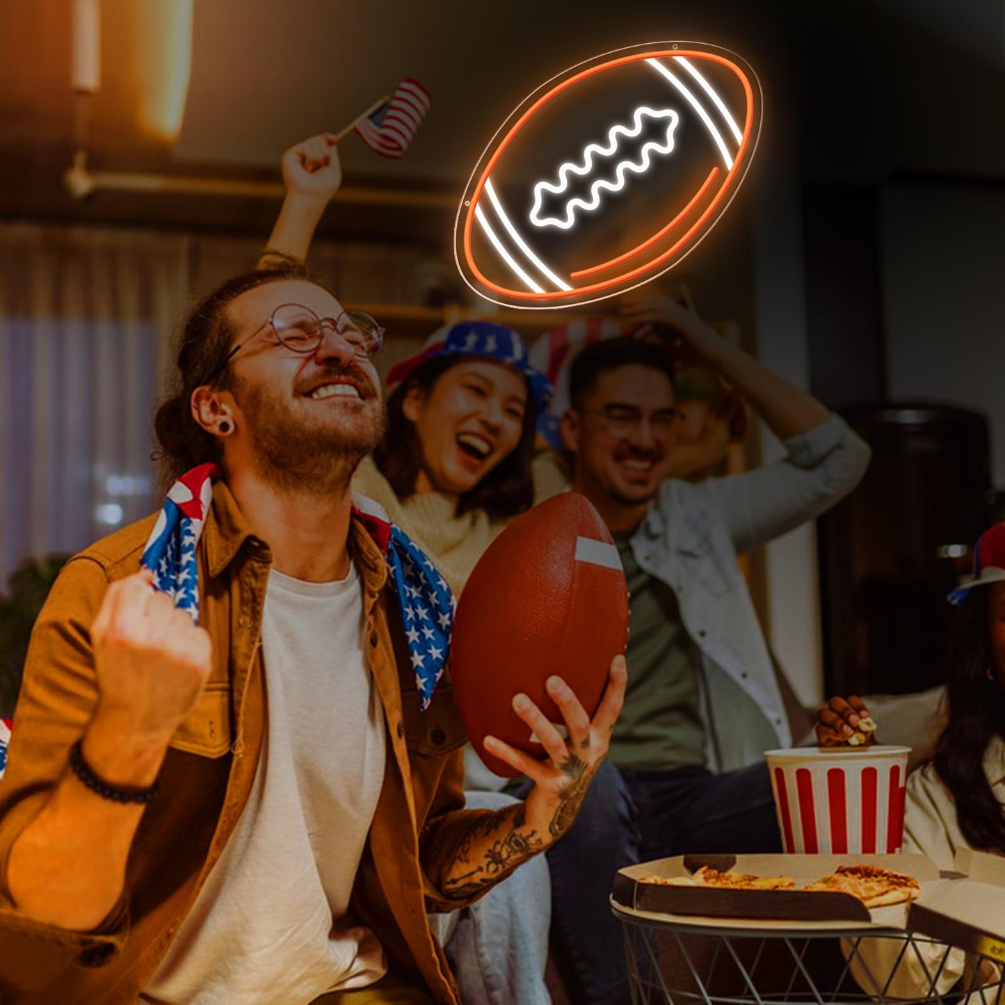 Kenfari Football Neon Sign  Football Shaped Neon Light For Wall Decor  Led Football Signs For Bedrooms And Game Rooms Man Cave  Teens  Boys  Girls  Gift For Football Fans