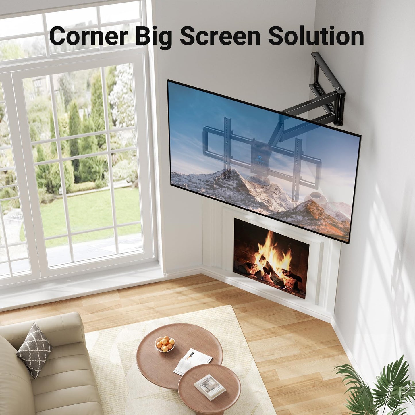 PERLESMITH Long Arm TV Wall Mount Full Motion for 37-75 inch TVs, Corner TV Mount Bracket with 27.36-inch Articulating Long Extension Arm, Swivel&Tilt, Max VESA 600x400mm up to 110lbs, 16" Wood Stud