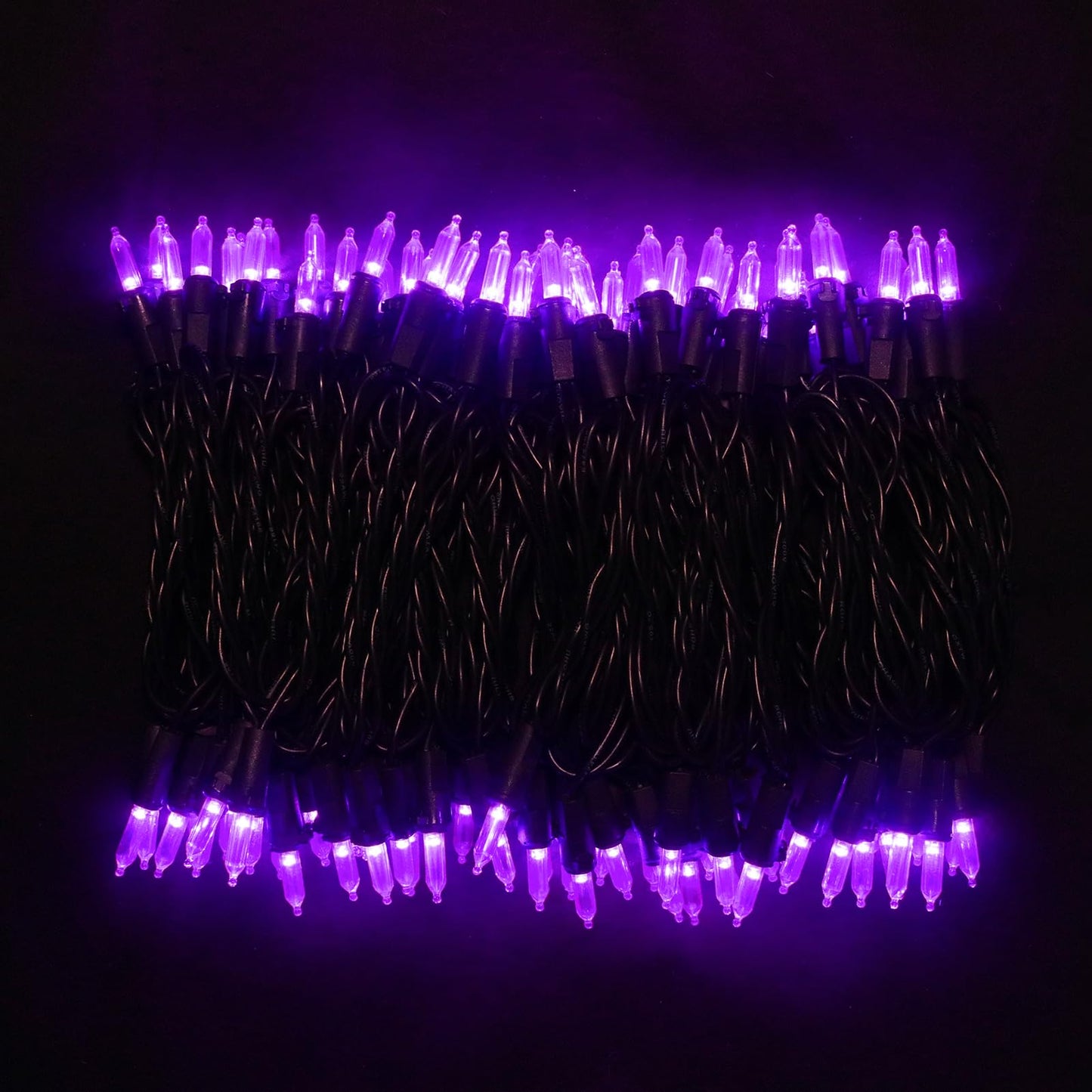 MULTI-SPARKING Purple Halloween LED String Lights - 100 Count, 33ft Black Wire, UL Certified, Connectable, 2 Pack