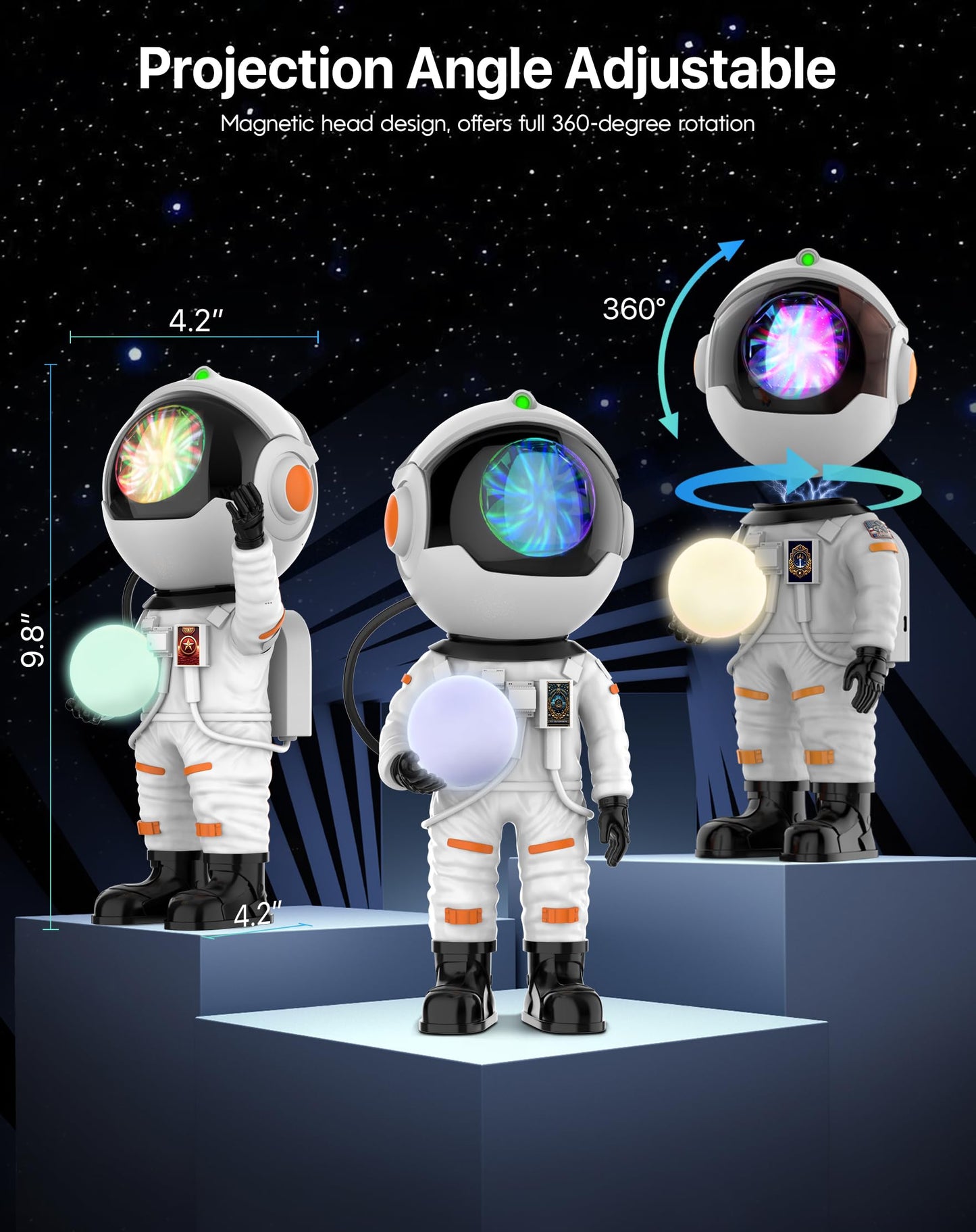 Rossetta Astronaut Galaxy Projector  Star Projector For Bedroom Bluetooth Speaker White Noise Night Light  Galaxy Light Projector With Remote Control And Timer For Kids  mature-themed  Party  Gifts
