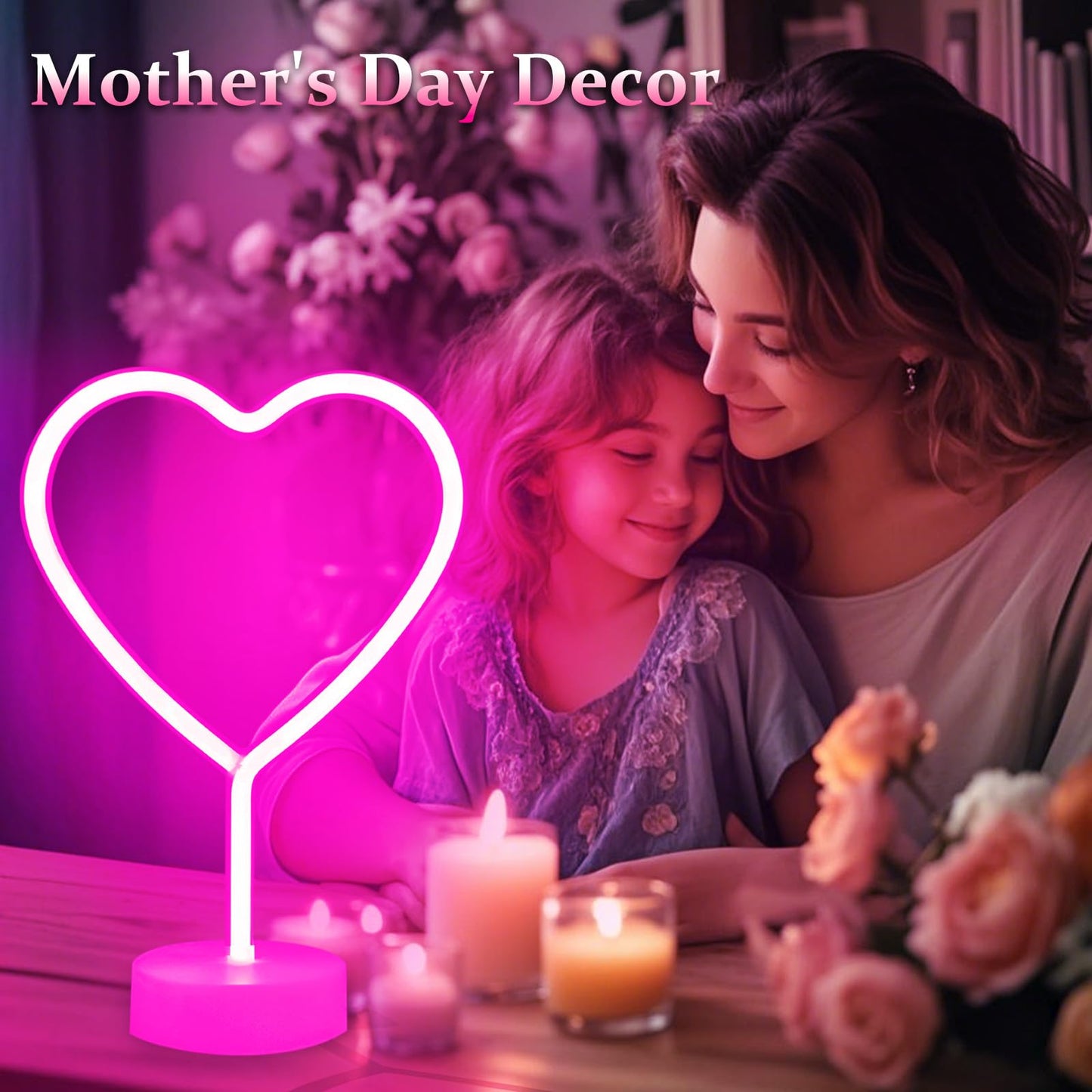Pink Heart Neon Sign  2 Pack Led Neon Light Battery Operated Or Usb Powered Lamp Valentines Day  Table Decorations Lights For Room Dorm Wedding Anniversary Bedroom Classroom Decor