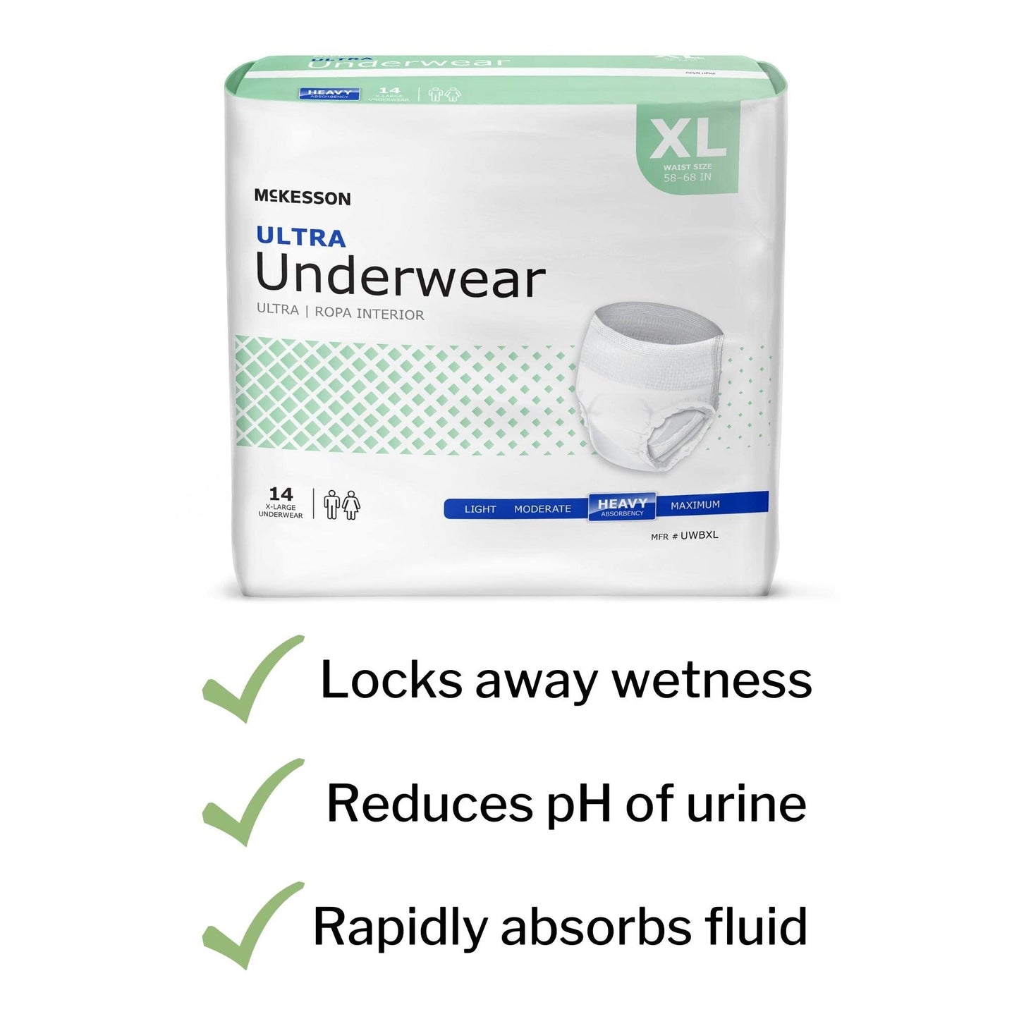 McKesson Ultra Adult Incontinence Underwear, [56 Count], Heavy Absorbency, XL, 58-68 in. Unisex Bladder Leak Protection, Pull-On Style with Tear-Away Sides, Postpartum and Incontinence Support