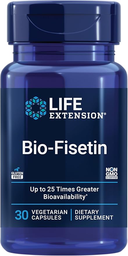 Life Extension Bio-Fisetin Fisetin Galactomannans Fenugreek Seed Cellular Health Cognitive Health Longevity Gluten-Free Vegetarian Non-GMO 30 Capsules and TMG 500mg 60 Liquid Vegetarian Capsules