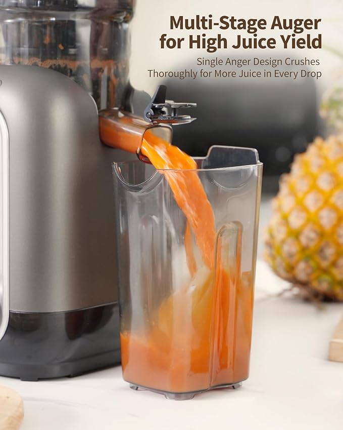 Cold Press Juicer Machines, 5.8" Large Feed Chute Slow Masticating Juice Maker for Whole Vegetable and Fruit, Easy to Clean, 300W High Juice Yield - MP-802M (Black)